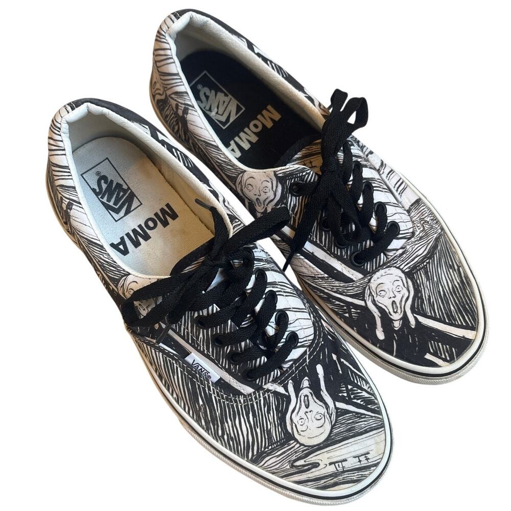 VANS MOMA Era The‎ Scream black white low top unisex lace sneakers SIZE M9.5 W11